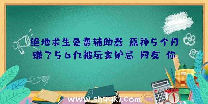 绝地求生免费辅助器：原神5个月赚了56亿被玩家妒忌？网友：你行你上啊