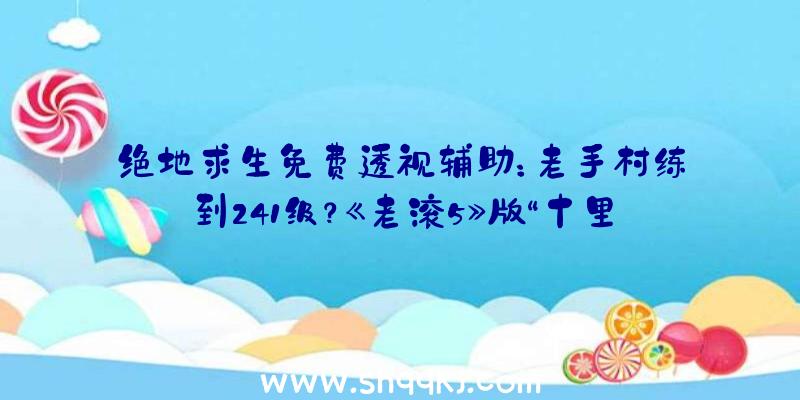 绝地求生免费透视辅助：老手村练到241级？《老滚5》版“十里坡剑神”重出江湖