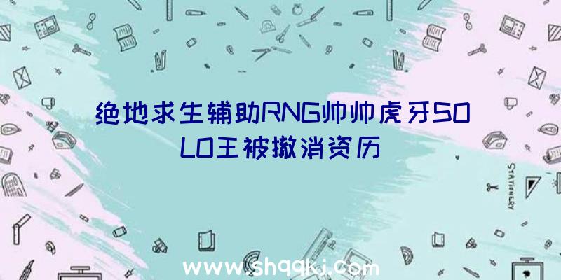 绝地求生辅助RNG帅帅虎牙SOLO王被撤消资历