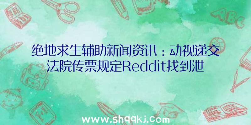 绝地求生辅助新闻资讯：动视递交法院传票规定Reddit找到泄漏者