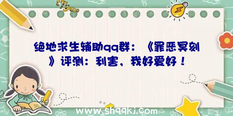 绝地求生辅助qq群：《罪恶冥刻》评测：利害，我好爱好！