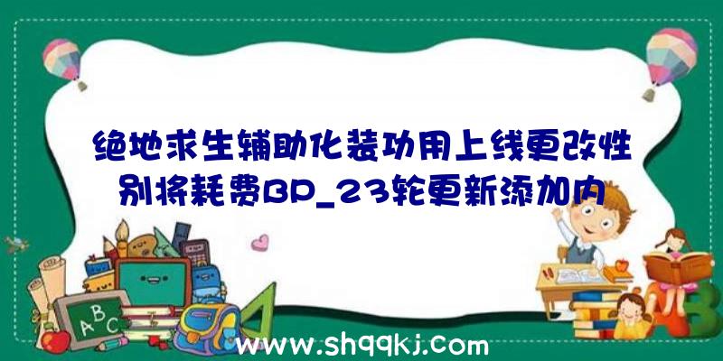 绝地求生辅助化装功用上线更改性别将耗费BP_23轮更新添加内容